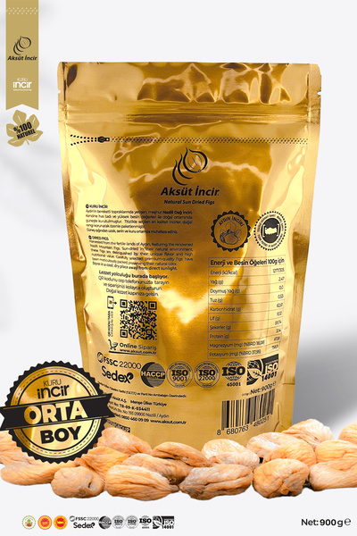 mehmet aksüt aksüt group Orta Boy 900g Gold Doypack Kuru İncir – Aydın İnciri (AB Coğrafi İşaretli)