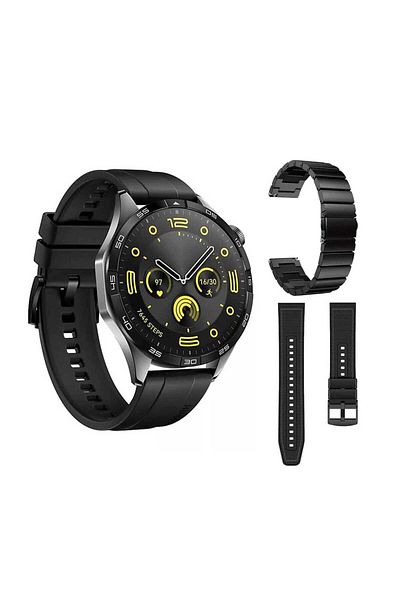 KALOBEE SK 50 Pro Smart Watch AMOLED Screen with 3 Bands, Extra Strap, and Wireless Charging, Black