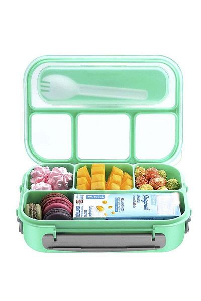 LA' PRECIOUS Lunch Box for Adults and Kids 4 Compartment Lunch Box with Fork - Durable Perfect Size