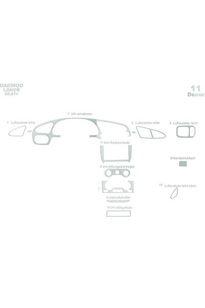 Marscockpitdesign دايو لانوس وحدة التحكم-توبوردو 1997 11 قطعة