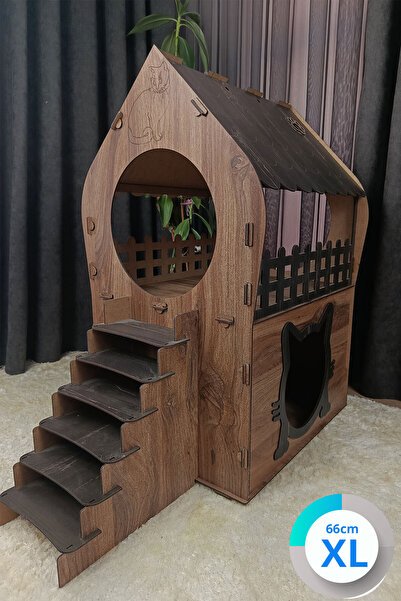 Genel Markalar Xl Kedi Evi – Kahverengi, Koyu Kahverengi, Merdivenli, Iki Kat...