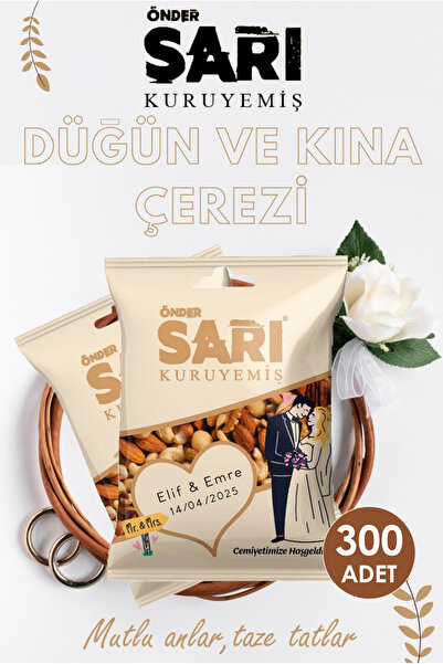 Önder Sarı Kuruyemiş Normal Karışık Düğün Ve Kına Çerezi Kişiselleştirebilir ...