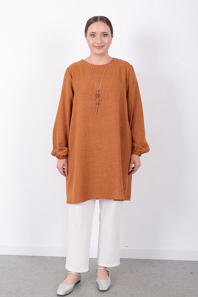 Linvey Summer women's tunic casual slim sofia linen tunic with necklace in wide size options