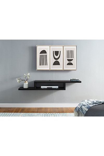 Egecan Mobilya Black 100 cm Wall Shelf Tv Stand Tv Unit Decorative Wall Shelf Bookcase