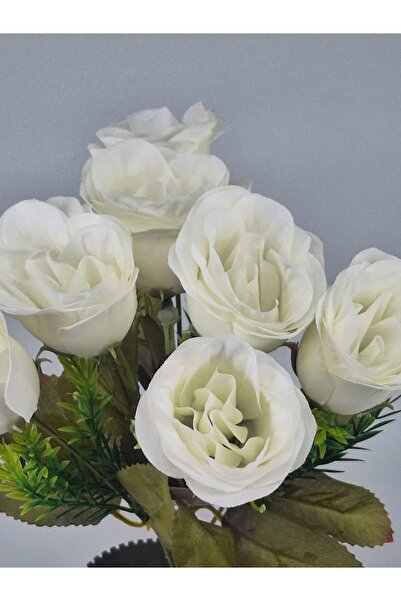 YASİMA 35 Cm Beyaz Yakamoz Gülü – 7 Kafalı Yapay Gül Buketi, Dekoratif ve Zar...