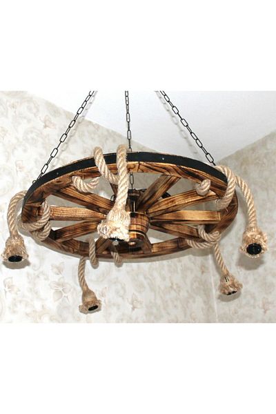 Otantik Çarşı 5-piece Chandelier Wheels - Wooden, 70 Cm