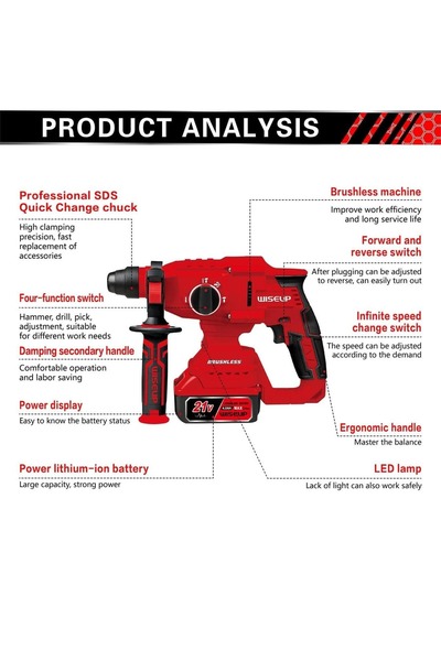 WISEUP Hilti battery drill, plastic bag, with charger and 2 batteries