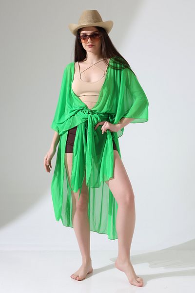 Esberin Long Tulle Pareo with Front Tie