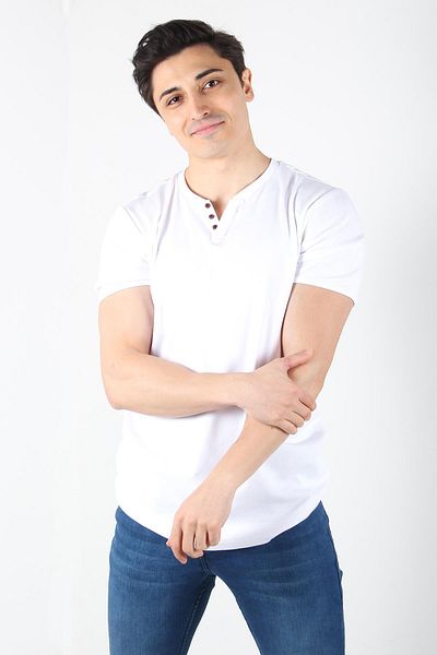 Mckanzie 2122 Μπλουζάκι με τρία κουμπιά Judge Collar Ribbed Modern Fit