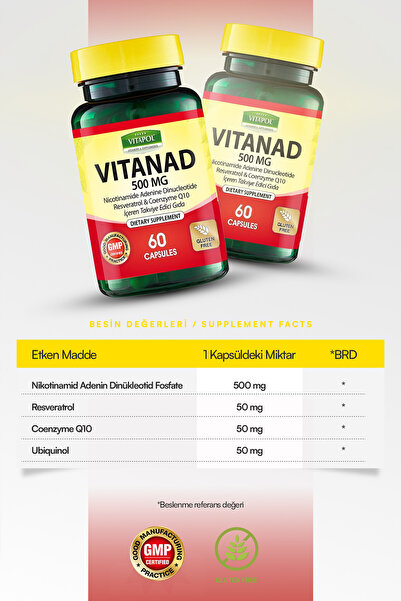 Vitapol Vıtanad Nad 500MG Resveratrol Koenzim 60 Kapsül