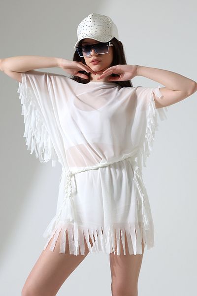 Esberin Tasseled Tulle Pareo