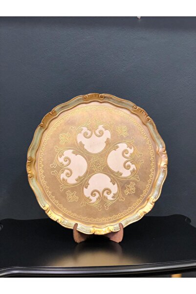 Dora Art Italyan Gül Ağacı El Yapımı Altın Varak Kaplama Sunum Tepsisi