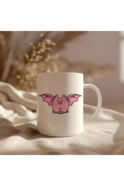 BB TRADE Pink Halloween Designed White Ceramic Printed Mug 330ml