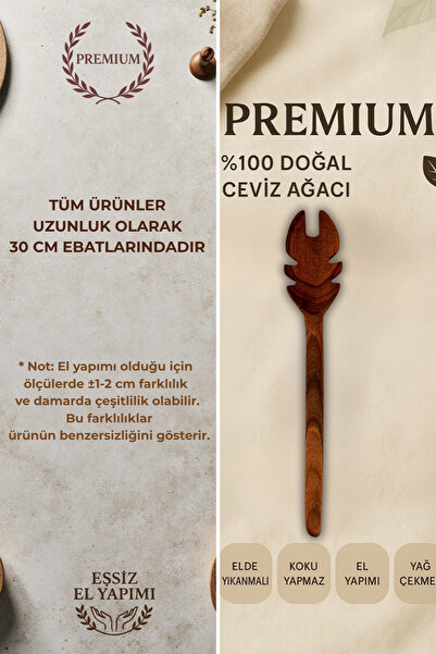 Ülgenev 1 Piece 100% Natural Walnut Wood Handmade Kitchen Tongs |   31.5cm |   Natural Wooden Tongs