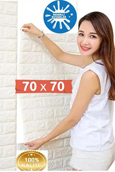 Renkli Duvarlar 70X70cm Kendinden Yapışkanlı 3D Beyaz Duvar Kaplama Kağıdı Pa...