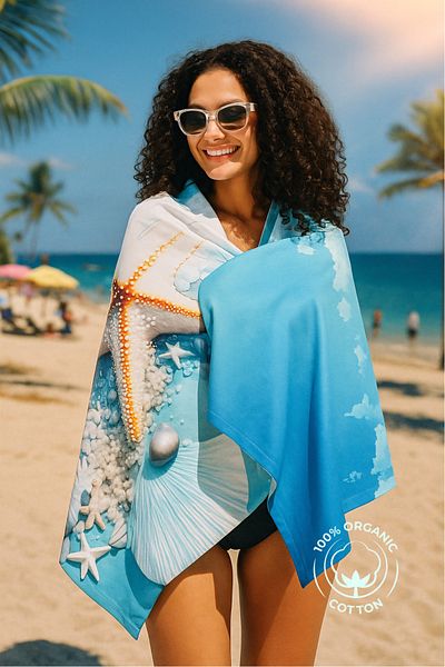 XJIM Prosop de plajă unisex, 100% bumbac, imprimat digital, cu textura moale |   75x150 Cm Prosop de mare de vara