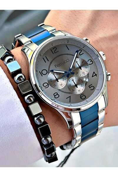 Ferrucci Steel Band Men's Wrist Watch with Function Calendar