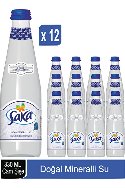 saka SU Doğal Mineralli Su Cam Şişe 330 ML x 12