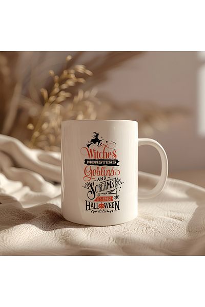 BB TRADE White Ceramic Printed Mug with Goblins Design 330ml