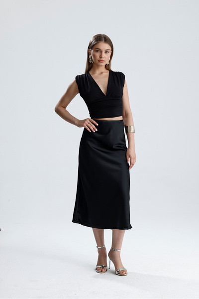 let s shine Női magas derekú szatén midi szoknya