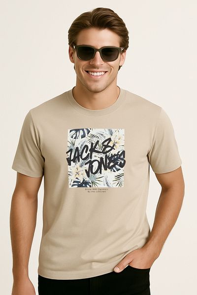 Jack & Jones Ανδρικό μπλουζάκι Jjhawaii Shape 12269324 Μπεζ