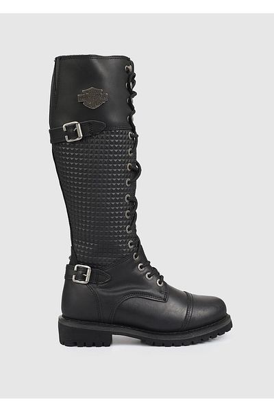 Harley Davidson Μικροσκοπικές Μαύρες Γυναικείες Δερμάτινες Μπότες 025z 100533