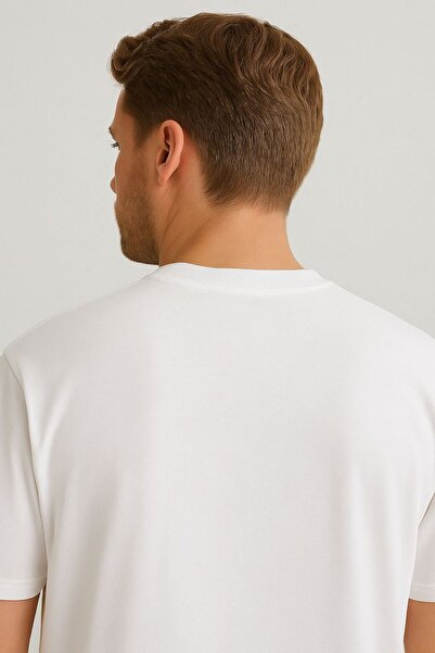 ASSAF Unisex White Oversize Cut 100% Cotton Soft Textured Basic Crew Neck White T-Shirt