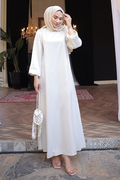 İmajButik Βραδινό φόρεμα Stone Judge Collar Balloon Sleeve Satin