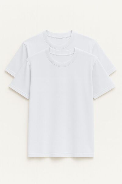 ASSAF Unisex White Oversize Cut 100% Cotton Soft Textured Basic Crew Neck White T-Shirt