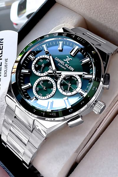 Daniel Klein Men's Wrist Watch Silver Color Steel Cord Bracelet Gift Dke2049C2