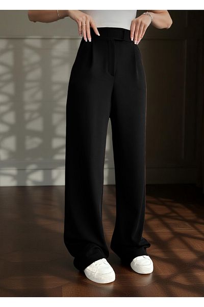 KAPHONE Pantaloni Palazzo cu talie înaltă pentru femei, cu închidere cu velcro