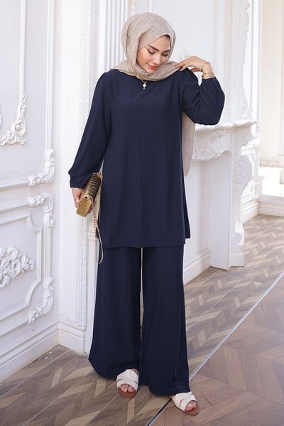 İmajButik Σετ παντελόνι τουνίκ Navy Blue Twist