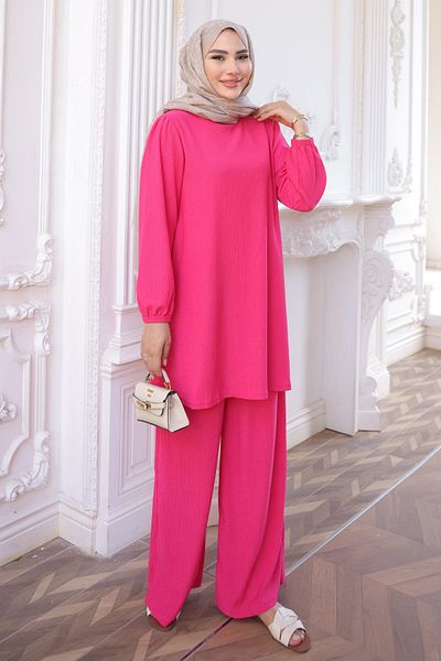 İmajButik Φούξια τυλιγμένο παντελόνι τουνίκ