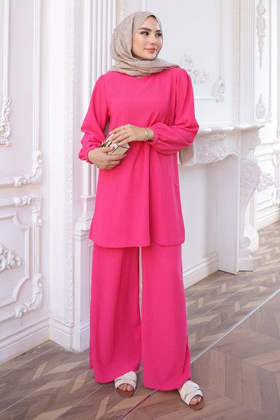 İmajButik Φούξια τυλιγμένο παντελόνι τουνίκ