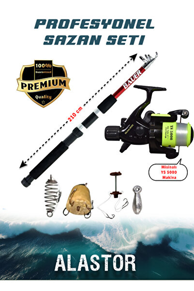 ALASTOR Profosyonel 2'li Sazan Olta Takımı 1 Adet Kamış 1 Adet Makine Sazan Olta Seti Makineli