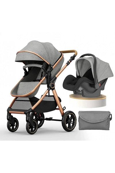 dehkah 4 in 1 Baby Stroller Set Travel Stroller Cricut Bed Manual Rocking Car Seat Stroller and Stylish Mom Bag for Baby Items