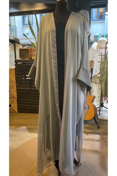 AJAL Women's Embroidered Polyester Abaya Kimono