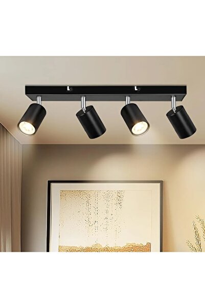 demet habek mylights Mylights dörtlü 4'lü Siyah Metal Spot Avize GU10 (6500K ...