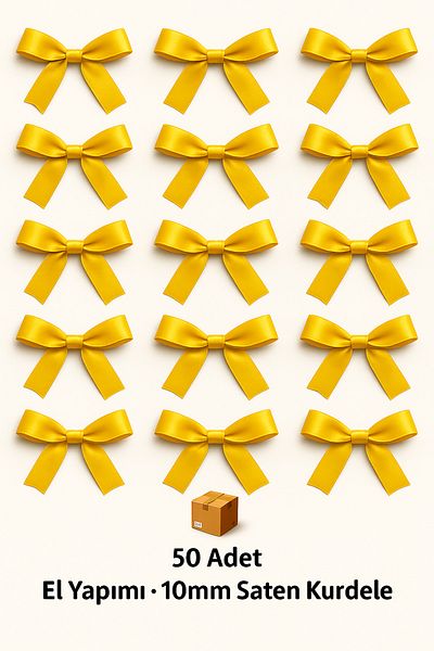 edalle Yellow Wedding Candy, Gift Ornament, Balloon Ornament, Bow Satin Ribbon 10mm 50 Pieces