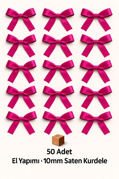edalle Fuchsia Wedding Candy, Gift Ornament, Balloon Ornament, Bow Satin Ribbon 10mm 50 Pieces