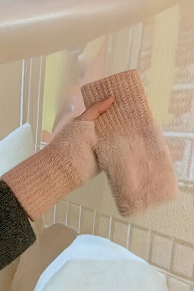 Hitit Socks Kadın 1 Çift Kışlık Parmaksız Termal Esnek Polarlı Peluş Eldiven