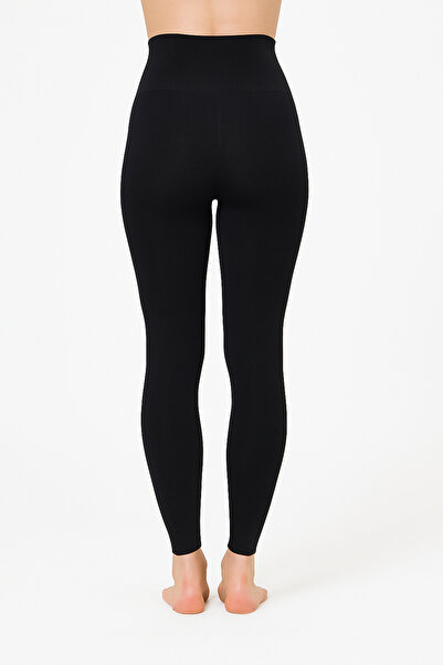 Hakan Collezione Women's Black Premium High Waist Firming Slimming Long Microfiber Corset Leggings