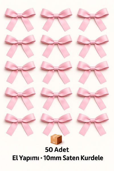 edalle Pink Wedding Candy, Gift Ornament, Balloon Ornament, Bow Satin Ribbon 10mm 50 Pieces