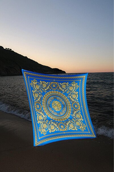 Materia Mavi Desenli Fular