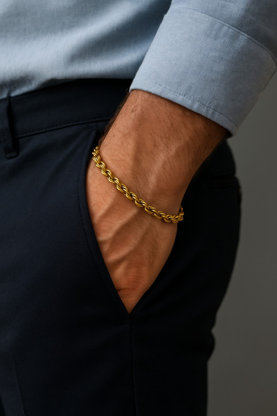 Solvia Officiall Erkek Paslanmaz Çelik 17+5 cm Gold Bileklik Eşref Tek Bilekliği