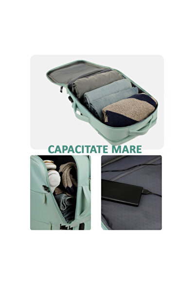 OBRALIX Travel Laptop Backpack, USB Port, Waterproof, 35L, Mint Green,