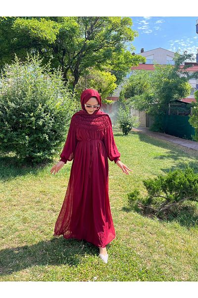 W WARGA Chiffon Dress with Ruffle Chest