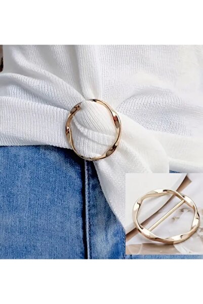 chibi Gold Metal Yuvarlak Kıvrımlı Tasarım Tişört, Şal, Fular Aksesuarı, Keme...