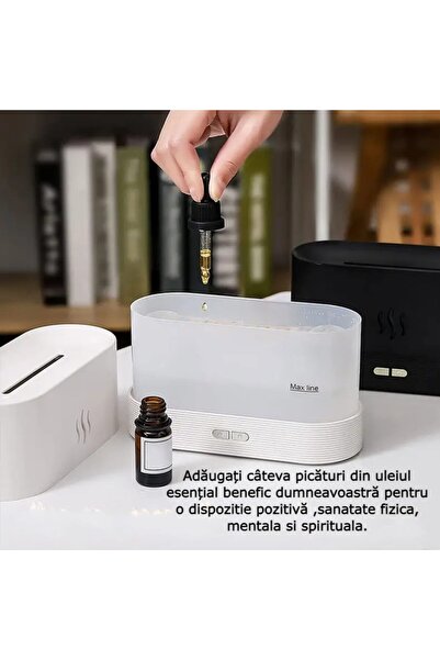 GBV LOGIC Umidificator Aromaterapie cu Efect Flacără LED, 180ml – Difuzor Uleiuri Esențiale (Alb)
