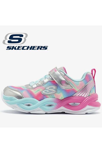 SKECHERS Twisty Glow - Sorbet Swirl 303716L Orthopedic Lighted Children's Sports Shoes Gray